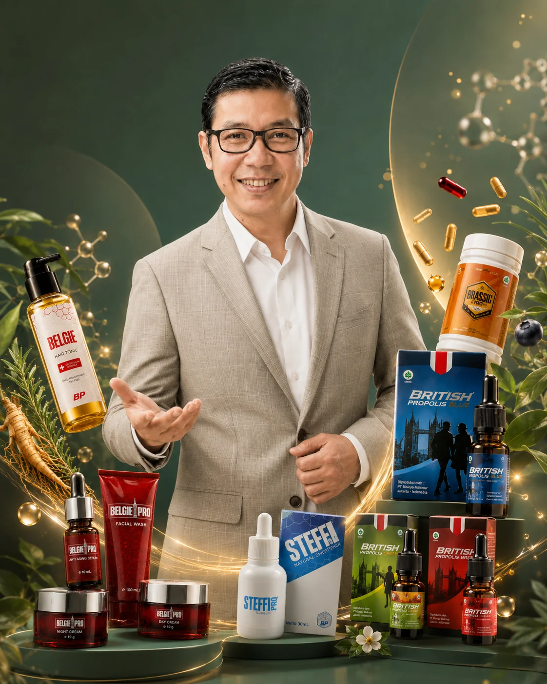 Founder BP Group bersama produk British Propolis